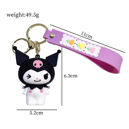 Anime Sanrio Hello Kitty Figures Keychain- Key Ring Cinnamoroll Figurine Birthday Gifts