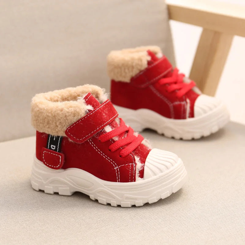 Children Warm Boots Winter New Boys Plus Thicken Velvet Cotton Shoes Girls Waterproof Short Boots Baby Cotton Boots