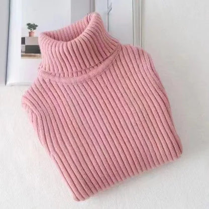 Fashion Baby Girls Winter Turtleneck Knitted Sweaters Clothes  Autumn Children Boys Pullover Kids Knitwear Versatile