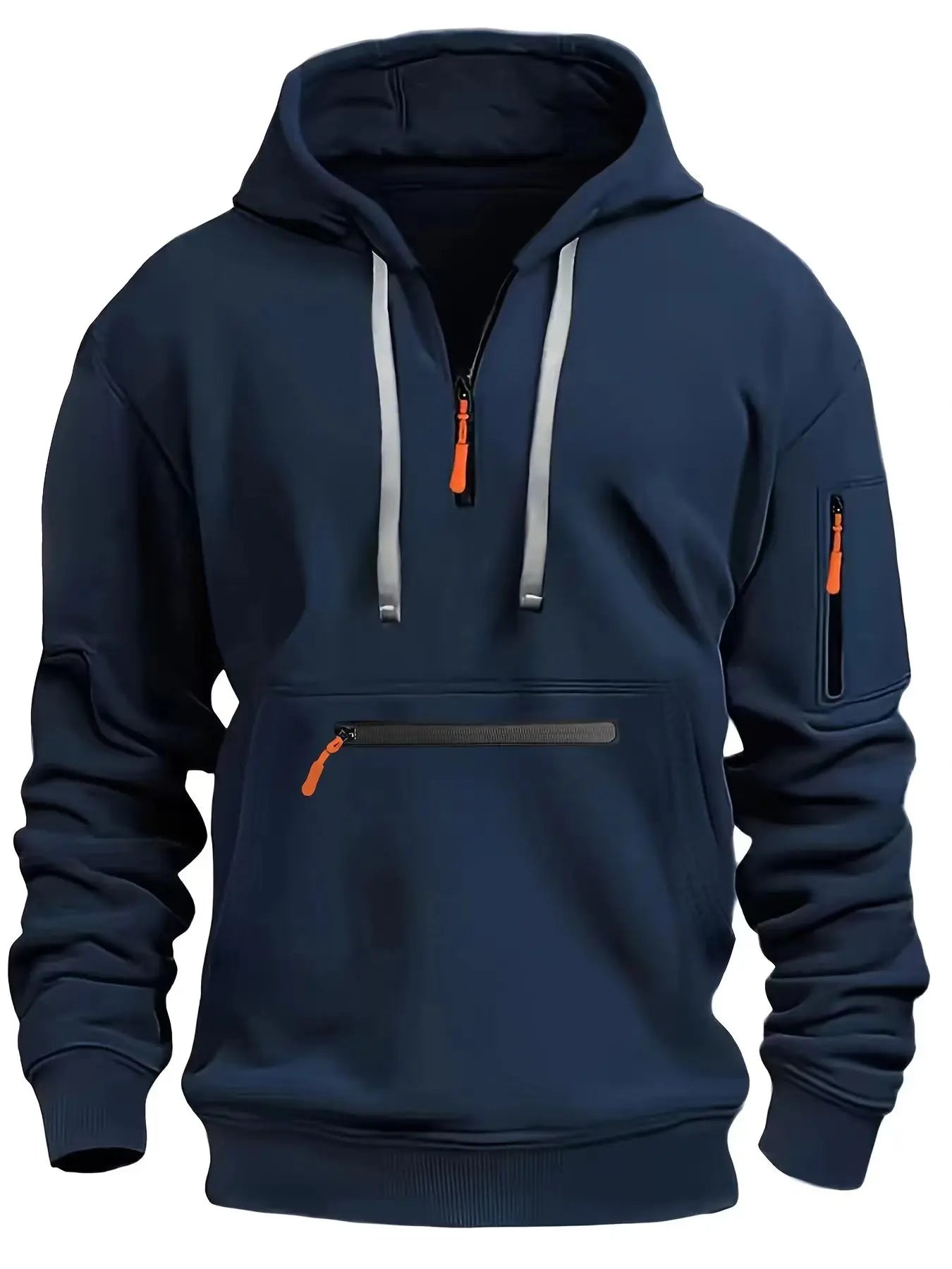 Autumn/Winter Men's Hoodie Fashion Casual Sports Hoodie Retro Long Sleeve Zipper Multi Pocket Loose Street Wear