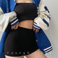 WOMONGAGA French New High Waist Tight Thin Knit Casual Sports Shorts Solid Color Stretch Fashion Women's Clothing 5TNS