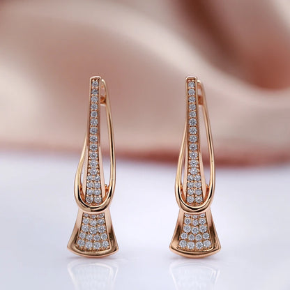 Innovative Design Natural Zircon Drop Earrings for Women 585 Rose Gold Color Romantic Gift Fashion Daily Fine Jewelry