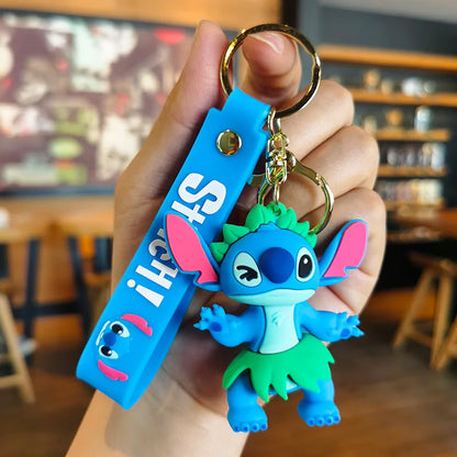 New Anime Disney Keychain Cartoon Mickey Mouse Minnie Lilo & Stitch Cute Doll Keyring Ornament Key Chain Pendant Kids Toys Gifts