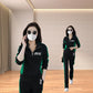 Casual sports suit for women spring and autumn 2024 new fashion stand-up collar sweatshirt wide-leg pants two-piece set