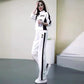 Casual sports suit for women spring and autumn 2024 new fashion stand-up collar sweatshirt wide-leg pants two-piece set