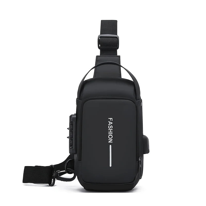 Durable  Sling Bag for Men – Motorcycle Style Crossbody Chest Pack with Zipper & Phone Pocket, Daily Travel/Commute Bag