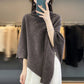 Spring Autumn High Quality Shawl Women's Medium to Long Korean Sleeveless Casual  Wool KnitHigh Neck Pullover CapeJacket