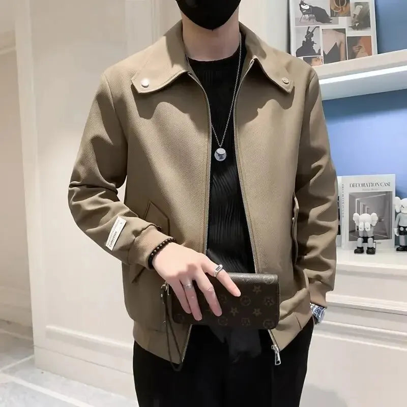 New Spring 2023 Casual Men's Jacket Trendy Lapel Blazer Korean Style Lightweight Easygoing Fashion Coat For Men