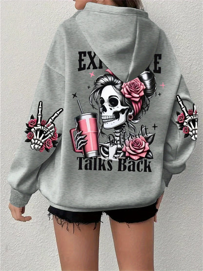 Expensive Talks Back Funny Print Women Hoody Loose Clothes Fleece Warm Comfortable Hoodie Vintage Autumn Crewneck Top