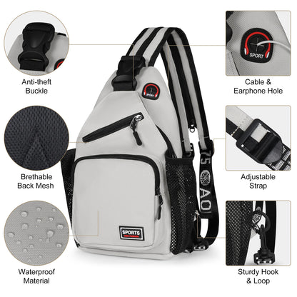 Small Women’s Chest Bag Crossbody – Oxford Travel Shoulder Backpack with Earphone Hole, Adjustable Sports & Messenger Bag