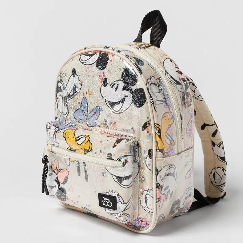 Disney Cartoon Mickey Mouse Cute Fashion Backpack Women's Minnie Canvas School Bag Fashion Large Capacity Backpack Girls Mochila