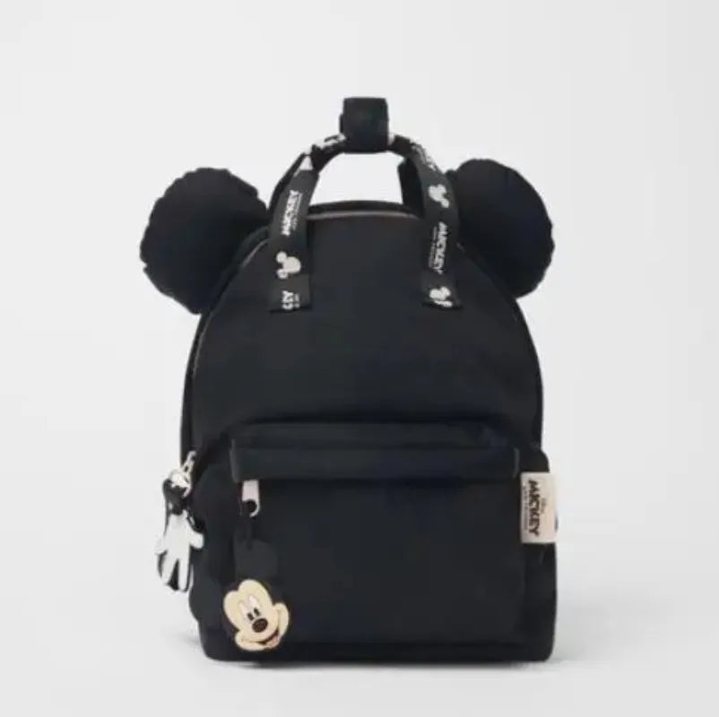 Disney Cartoon Mickey Mouse Cute Fashion Backpack Women's Minnie Canvas School Bag Fashion Large Capacity Backpack Girls Mochila