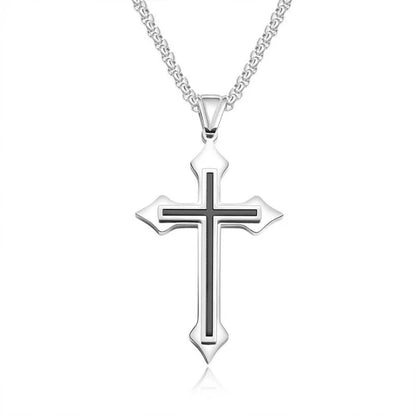Men's Fashion Punk Flame Cross Pendant Chain Necklace for Women Male  Long Chain Hip Hop Rock Gothic Jewelry Gift