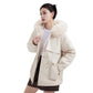 Winter New Fleece-lined Cotton Coat Women's Petite Waist-fitted Thickened Warm Big Collar Jacket Trendy Parkas