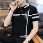 Vintage Polo T Shirt for Men Top Streetwear Black Striped Clothing Man With Collar Tee Shirts Ordinary Wholesale S Trashy Y2k Xl