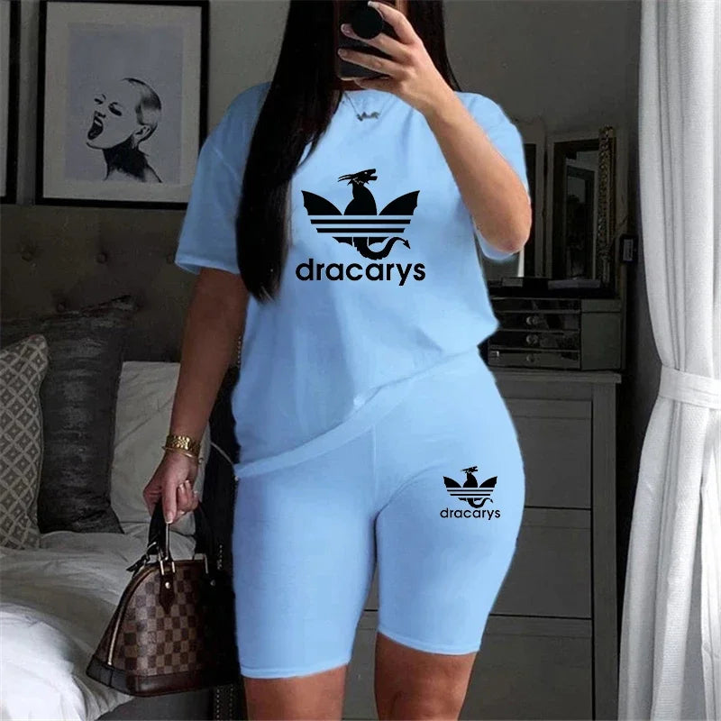 Jogging Short Sets for Women 2 Pieces Sports Outfit Legging 2024 T-Shirts Suit Casual Daily Summer Women's Tracksuit Matching