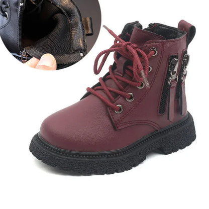 Spring Autumn Winter Ankle Boots Light Girl Platform Shoes Burgundy Beige Black Boys Short Boots Super Cozy Shoes