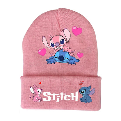 Stitch Disney Cap Wool Acrylic Knitted Caps Cartoon Anime Kids Skullcap Autumn Winter Elastic Skullies Beanies Hat Birthday Gift