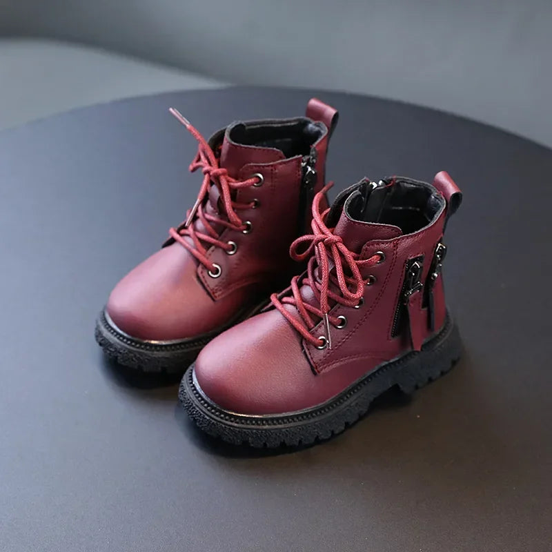 Spring Autumn Winter Ankle Boots Light Girl Platform Shoes Burgundy Beige Black Boys Short Boots Super Cozy Shoes