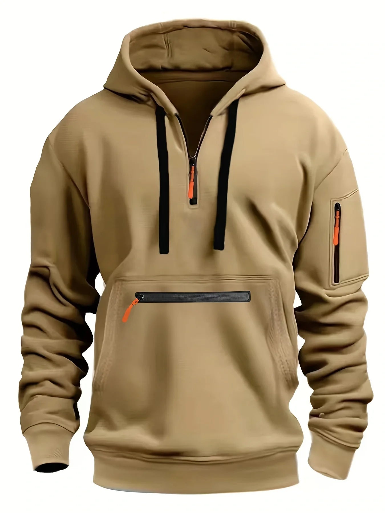 Autumn/Winter Men's Hoodie Fashion Casual Sports Hoodie Retro Long Sleeve Zipper Multi Pocket Loose Street Wear