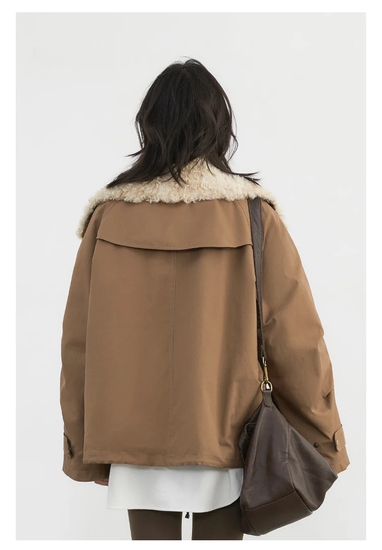 Women’s Streetwear Coat – Retro Motorcycle Style Cotton Jacket, Thick Warm Loose Casual Outerwear