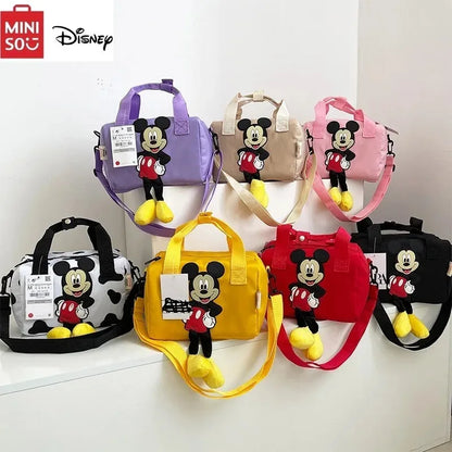 Disney Mickey Mouse Crossbody High-capacity Bowling Bag Fashionable Nylon Bucket Bag Mickey Pattern Cute Shoulder Handbag New