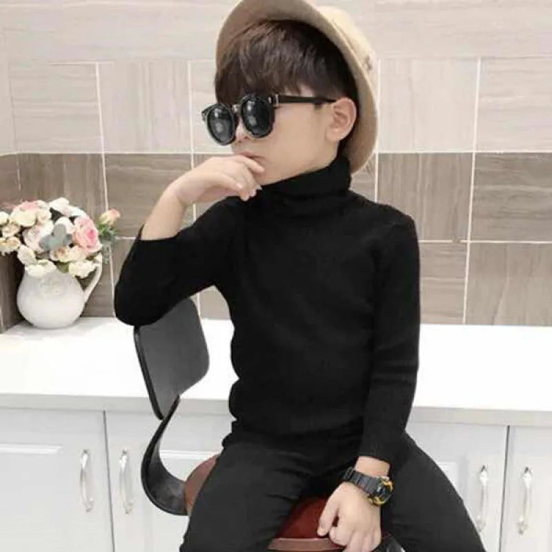 Fashion Baby Girls Winter Turtleneck Knitted Sweaters Clothes  Autumn Children Boys Pullover Kids Knitwear Versatile