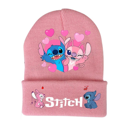 Stitch Disney Cap Wool Acrylic Knitted Caps Cartoon Anime Kids Skullcap Autumn Winter Elastic Skullies Beanies Hat Birthday Gift