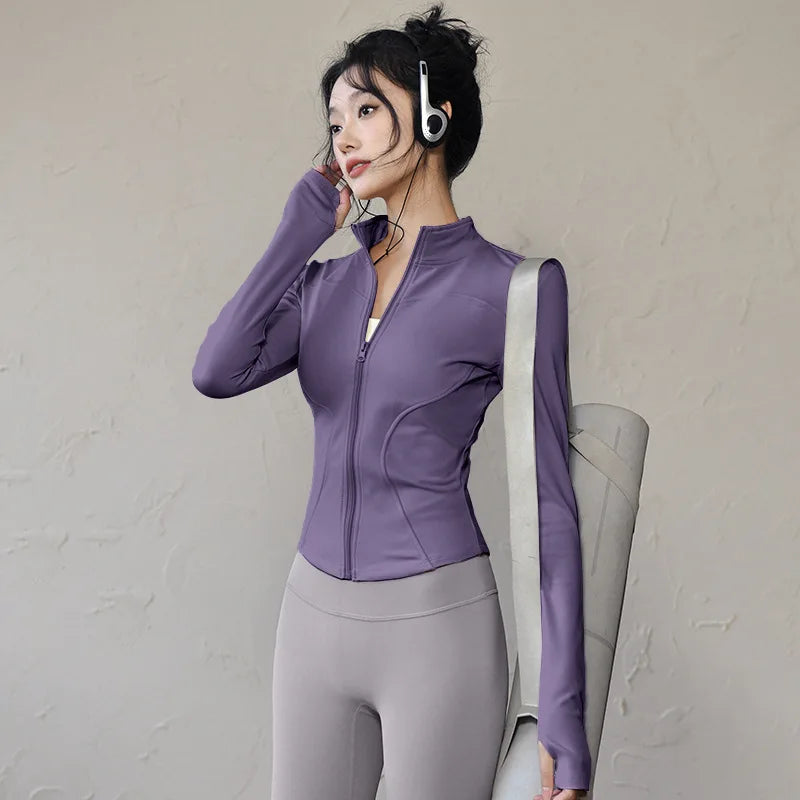 Women's Warm Yoga Jacket- long sleeve activewear cycling