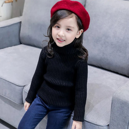 Fashion Baby Girls Winter Turtleneck Knitted Sweaters Clothes  Autumn Children Boys Pullover Kids Knitwear Versatile