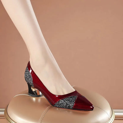 Escarpins à talons hauts Zapatos De Mujer Tacon Medio Elegantes, chaussures à la mode pour femmes, couleurs mélangées, talons peu profonds à enfiler, 2021 