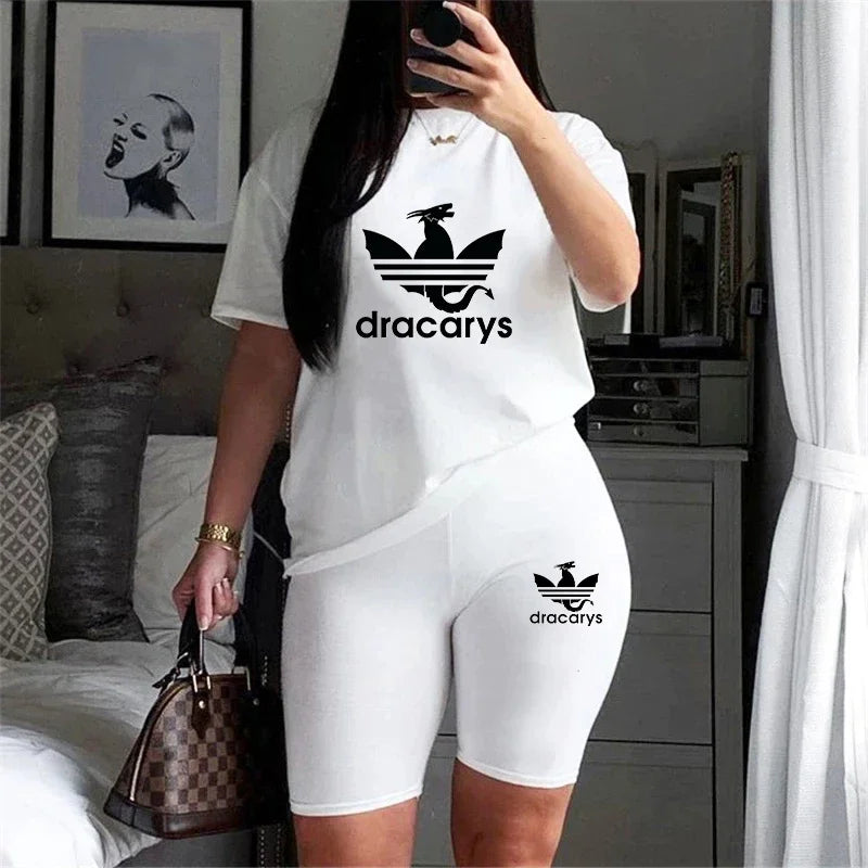 Jogging Short Sets for Women 2 Pieces Sports Outfit Legging 2024 T-Shirts Suit Casual Daily Summer Women's Tracksuit Matching