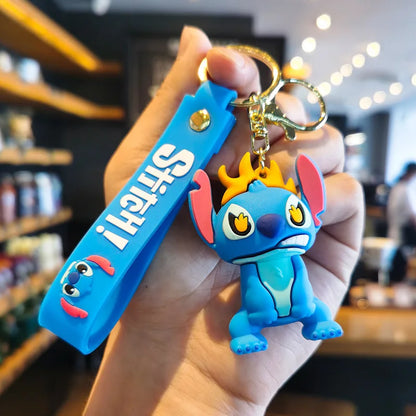 New Anime Disney Keychain Cartoon Mickey Mouse Minnie Lilo & Stitch Cute Doll Keyring Ornament Key Chain Pendant Kids Toys Gifts