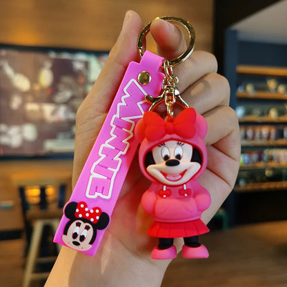 New Anime Disney Keychain Cartoon Mickey Mouse Minnie Lilo & Stitch Cute Doll Keyring Ornament Key Chain Pendant Kids Toys Gifts