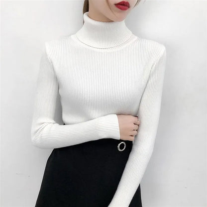 Women Sweater Pullover Winter Knitted Turtleneck Long Sleeve Slim Jumper Tops 2024 Ladies Casual Shirts Soft Warm Y2K Clothing