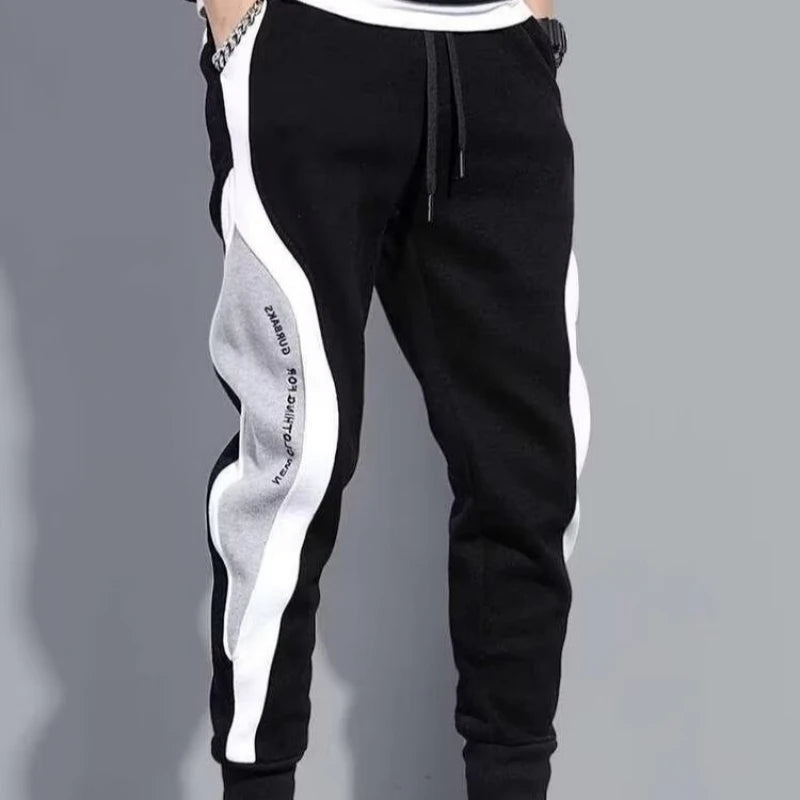 Men’s Black Jogger Pants – Hip Hop Drawstring Sweatpants, Loose Fit Elastic Waist Trousers, Casual Sportswea