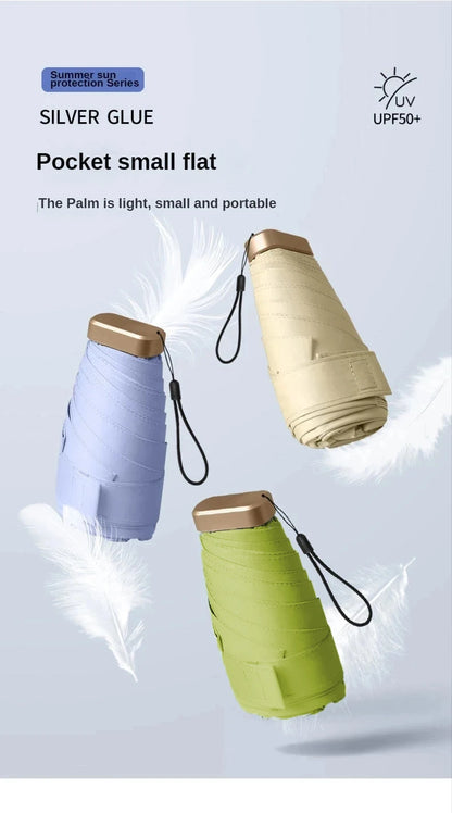 Mini Sun Umbrella Pocket Rain Umbrella Folding UV Ultraviolet Protection Sun Shade Pocket