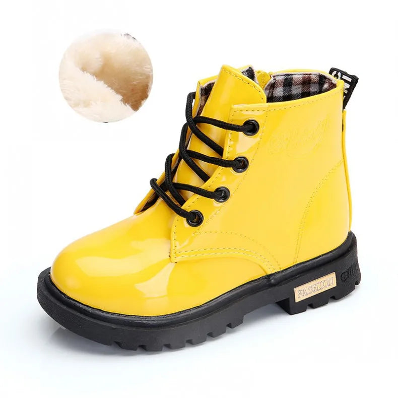 Kids Girls Boys Boots Non-slip Wear-resistant Soft Bottom Children Boys Girls Shoes Handsome Fashion Kids Warm Shoes