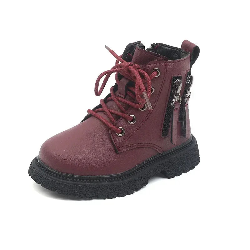 Spring Autumn Winter Ankle Boots Light Girl Platform Shoes Burgundy Beige Black Boys Short Boots Super Cozy Shoes