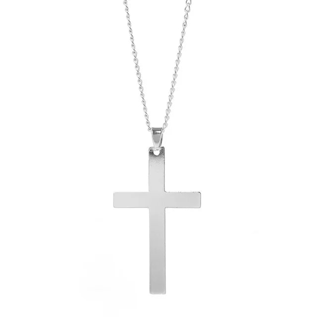 Men's Fashion Punk Flame Cross Pendant Chain Necklace for Women Male  Long Chain Hip Hop Rock Gothic Jewelry Gift