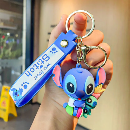 New Anime Disney Keychain Cartoon Mickey Mouse Minnie Lilo & Stitch Cute Doll Keyring Ornament Key Chain Pendant Kids Toys Gifts