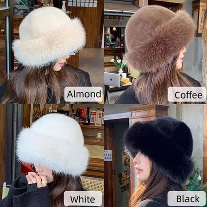 Autumn And Winter New Women's Fashion Fur Cap Fur Hat Fur Hats Mongolian Hat Brimless Plush Fluffy Skiing Riding Warm Caps