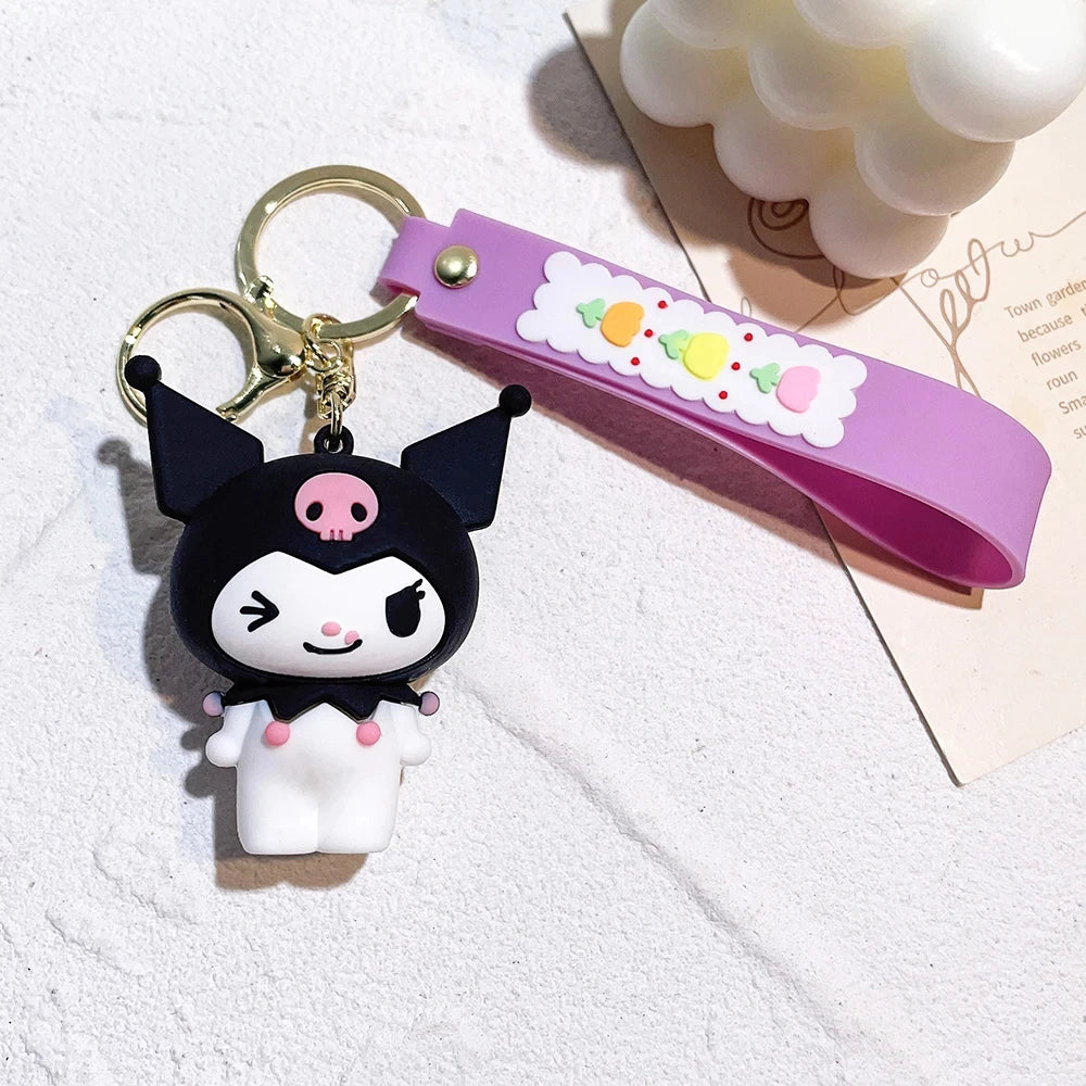 Anime Sanrio Hello Kitty Figures Keychain- Key Ring Cinnamoroll Figurine Birthday Gifts