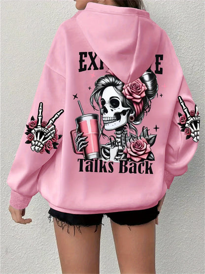 Expensive Talks Back Funny Print Women Hoody Loose Clothes Fleece Warm Comfortable Hoodie Vintage Autumn Crewneck Top