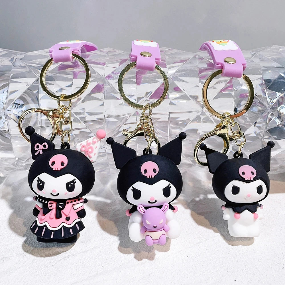 Anime Sanrio Hello Kitty Figures Keychain- Key Ring Cinnamoroll Figurine Birthday Gifts