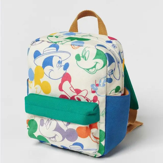 Disney Cartoon Mickey Mouse Cute Fashion Backpack Women's Minnie Canvas School Bag Fashion Large Capacity Backpack Girls Mochila