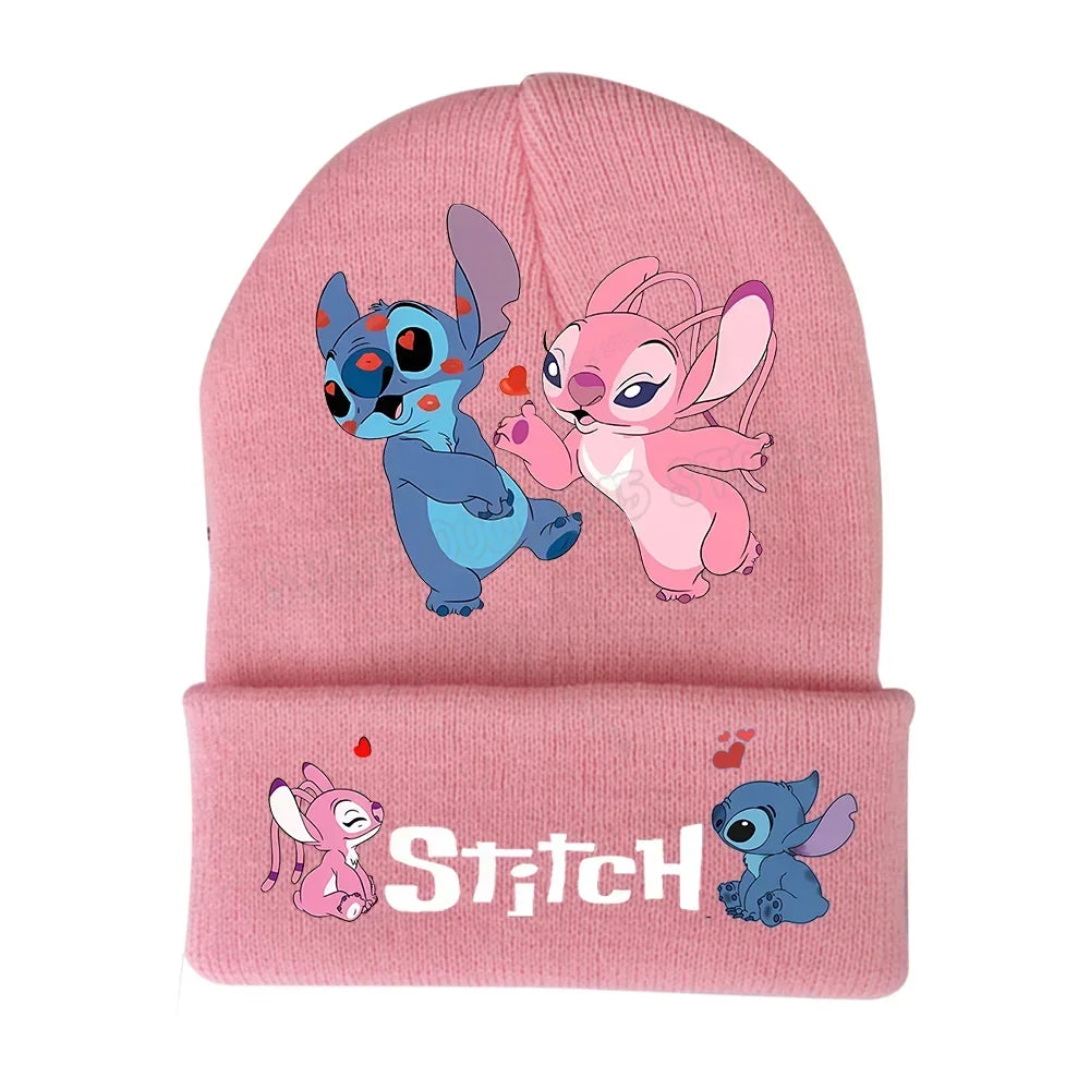 Stitch Disney Cap Wool Acrylic Knitted Caps Cartoon Anime Kids Skullcap Autumn Winter Elastic Skullies Beanies Hat Birthday Gift