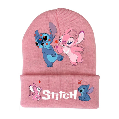 Stitch Disney Cap Wool Acrylic Knitted Caps Cartoon Anime Kids Skullcap Autumn Winter Elastic Skullies Beanies Hat Birthday Gift