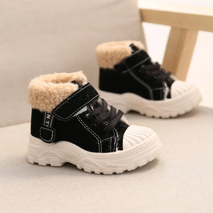 Children Warm Boots Winter New Boys Plus Thicken Velvet Cotton Shoes Girls Waterproof Short Boots Baby Cotton Boots