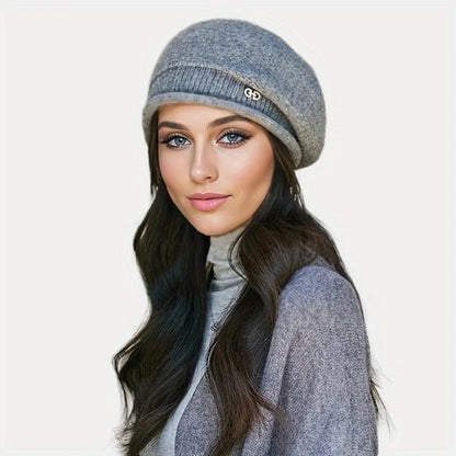 Women's Stretchy Fleece Beanie Hat with Pocket, Soft and Cozy Acrylic Knit Cap for Autumn and Winter